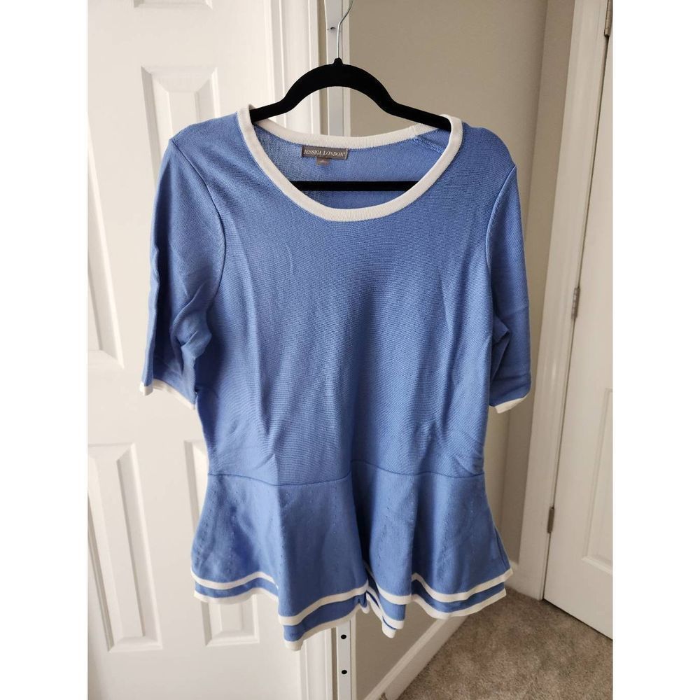 Light Blue Jessic London Peplum Top